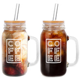 ANOTION mason jar iced coffee cup with lid and straw for travel-friendly cold drinks
