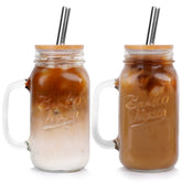 ANOTION mason jar with lid and straw ready for on the go iced coffee