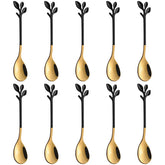 AnSaw Elegant Leaf coffee spoon set for refined demitasse stirring and dessert tasting.