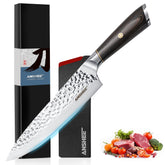 Anshee 8in Japanese Gyuto blade for precise slicing.
