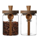 ANSQU 2-pack glass storage jars with bamboo lids and spoons for organized pantry storage