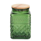 ANSQU 61oz square glass canister with bamboo lid keeps snacks fresh and accessible.