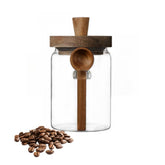 ANSQU glass jar with wooden lid for easy visibility and freshness monitoring.