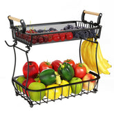 ANTOPY 2-tier fruit basket with top mesh for efficient counter storage.