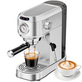ANYCOLD espresso machine front view with sleek stainless steel for home brewing