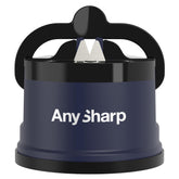 AnySharp Editions hands-free knife sharpener on counter with PowerGrip suction for safe sharpening.