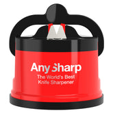 AnySharp Editions hands-free sharpener with suction base for stable, safe kitchen sharpening.