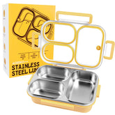 AOEDEO stainless steel lunch box with three compartments for portion control.