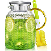 Aofmee 60oz glass pitcher viewed from the side, ideal for entertaining.