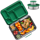 AOHEA stainless steel bento box with open lid showing organized compartments