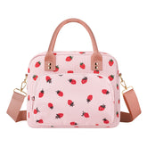 Aomeskoitoy pink strawberry corduroy lunch bag ready for daily use