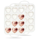AOTASO heart muffin pan 12-cup in cream with reinforced frame for stable baking.
