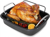 AOTASO nonstick roasting pan with rack ready to brown turkey and poultry evenly