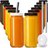 AOZITA twelve 16 oz glass bottle with airtight lid for fresh juice storage