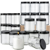 AOZITA 24-pack glass jars with metal lids shown for spice and sample storage.