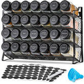 AOZITA 4-tier spice rack front view with labeled jars for quick access.