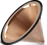 Apace Living coffee dripper with a wide metal base for stable, paperless brewing.