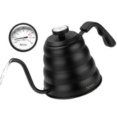 Apusu tea kettle with thermometer and gooseneck spout for precise pour over control