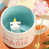 Arawat unicorn ceramic mug with spoon, sturdy everyday use