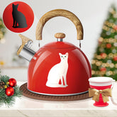 ARC stainless steel red whistling tea kettle on the stove signals when water boils
