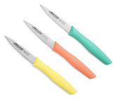 Arcos paring knife set with four-inch Nitrum blades for precise slicing.