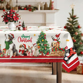 Arquiel Christmas Cats Dogs tablecloth with rectangular pattern elevates festive dining