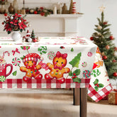Arquiel Christmas gingerbread tablecloth waterproof on a festive dining table