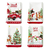 Arquiel Christmas Snowman Tea Towels front view showing festive design and quick-dry use.