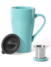 ARRADEN tea mug with infuser and mint green lid for easy brewing