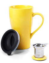 ARRADEN tea mug with infuser in yellow for loose leaf brewing
