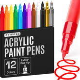 Artistro 12 Regular Paint Pens for glass marking with quick-drying, glossy color.