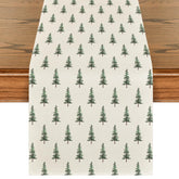 Artoid Mode beige Xmas tree runner closeup—durable polyester weave protects surfaces.