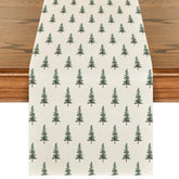 Artoid Mode beige Xmas Tree Runner close-up shows durable fabric protecting holiday tables.