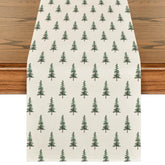 Artoid Mode Beige Xmas Tree Table Runner full view showing festive table-ready style for holiday gatherings