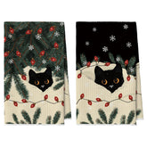 Artoid Mode black cat pine branch towels ideal for quick-dry, non-scratch dish drying.