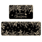 Artoid Mode black holly pine branches kitchen mat with festive design for entryways.