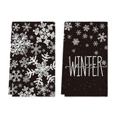 Artoid Mode black snowflake towels pair for stylish kitchen drying and cleaning.