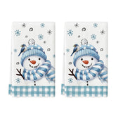 Artoid Mode blue buffalo plaid bird snowman towels for quick kitchen drying