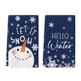 Artoid Mode blue snowman towels with snowflake motif; perfect for quick drying and seasonal decor.