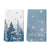 Artoid Mode blue Xmas tree towels for festive dish drying and holiday décor