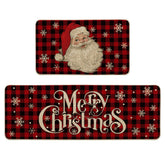 Artoid Mode buffalo plaid snow Santa kitchen rug 17x29 adds festive decor and floor protection.