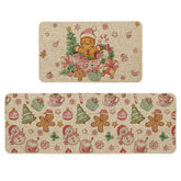 Artoid Mode candy gingerbread man design kitchen mat 17x29 offers festive decor and floor protection.