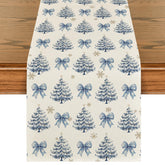 Artoid Mode Cedar Bowknot Snowflakes table runner with festive print for holiday tables