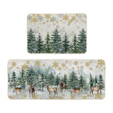 Artoid Mode Christmas kitchen mat with trees and deer adds festive flair and floor protection.