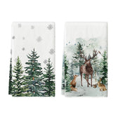 Artoid Mode elk trees snow hello winter kitchen towel displays soft absorbent fabric for holiday prep