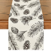 Artoid Mode Fir Pine Cone Table Runner closeup highlighting festive texture for holiday dining