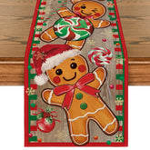 Artoid Mode gingerbread candy cane table runner closeup showing festive pattern for festive table settings