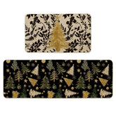 Artoid Mode Golden Xmas Tree kitchen mat with festive pattern adds seasonal style.