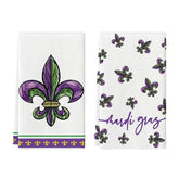 Artoid Mode Iris Mardi Gras towel folded on counter for festive drying