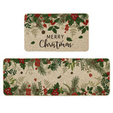 Artoid Mode Leaves Holly Christmas kitchen mat 17x29 adds seasonal flair and floor protection.